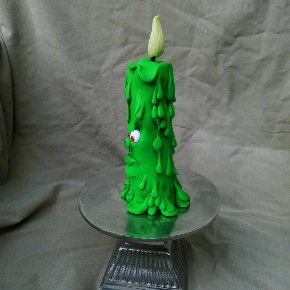 💚🐸 Melting 🕯🎃 Candle Face 🕷 Neon Green - Picture 5 of 11